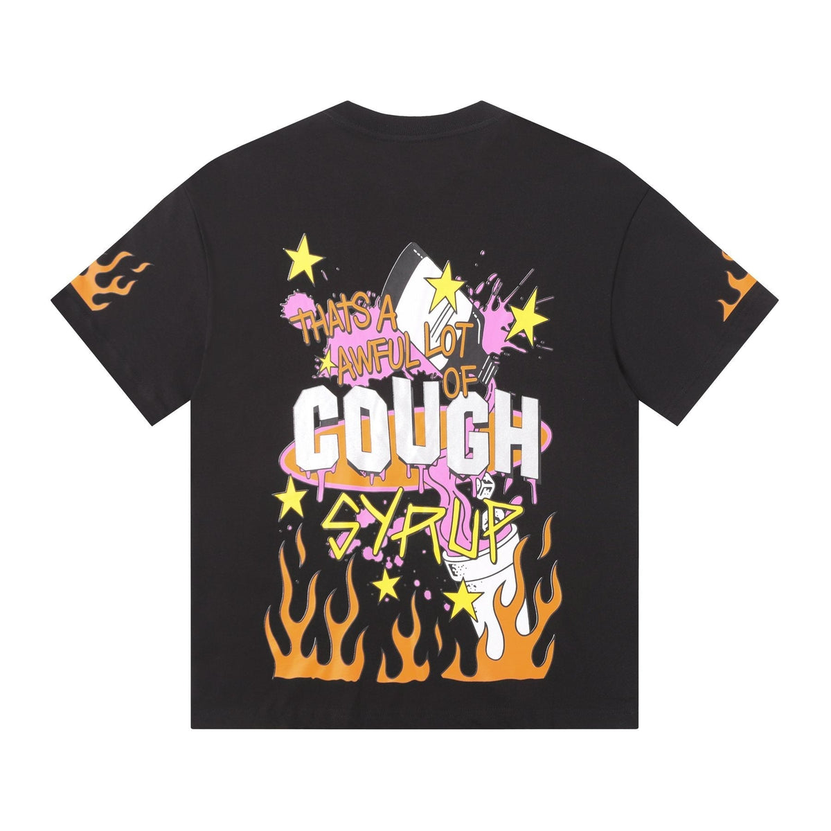 THAT'S A AWFUL LOT OF COUGH SYRUP Flame Graphic Short-Sleeve T-Shirt — back