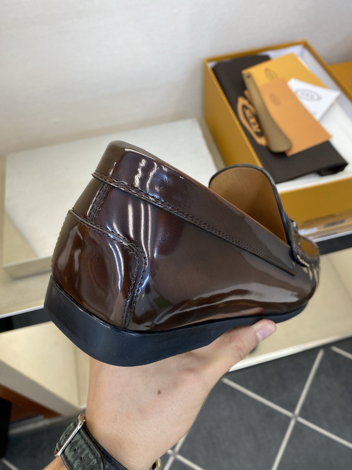 TOD'S Dark Brown Tassel Loafers — side