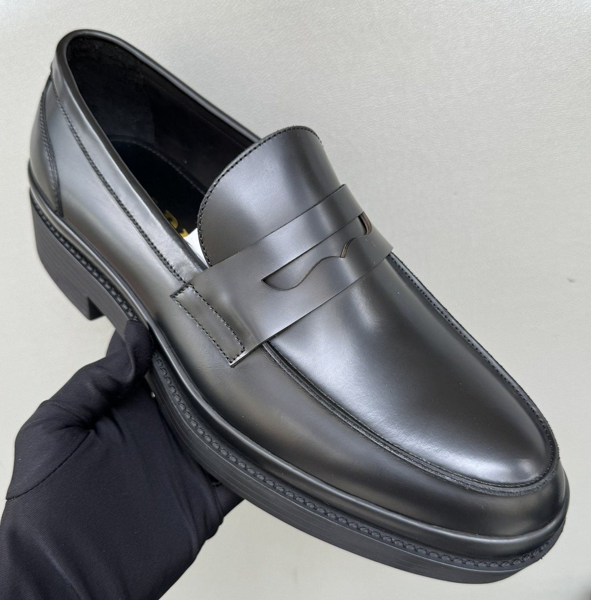 Prada Black Leather Strap Loafers — hero
