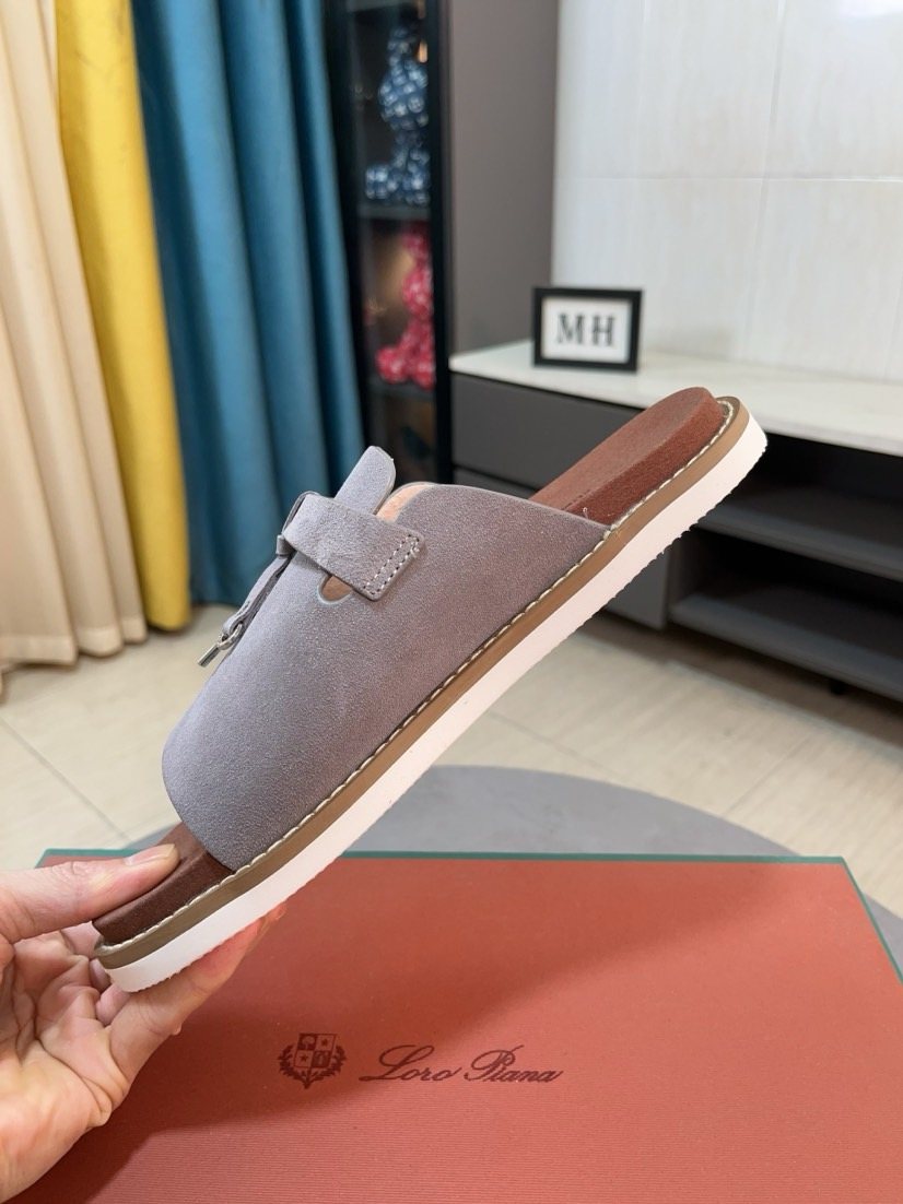 Loro Piana Buckle Slide Sandals — side