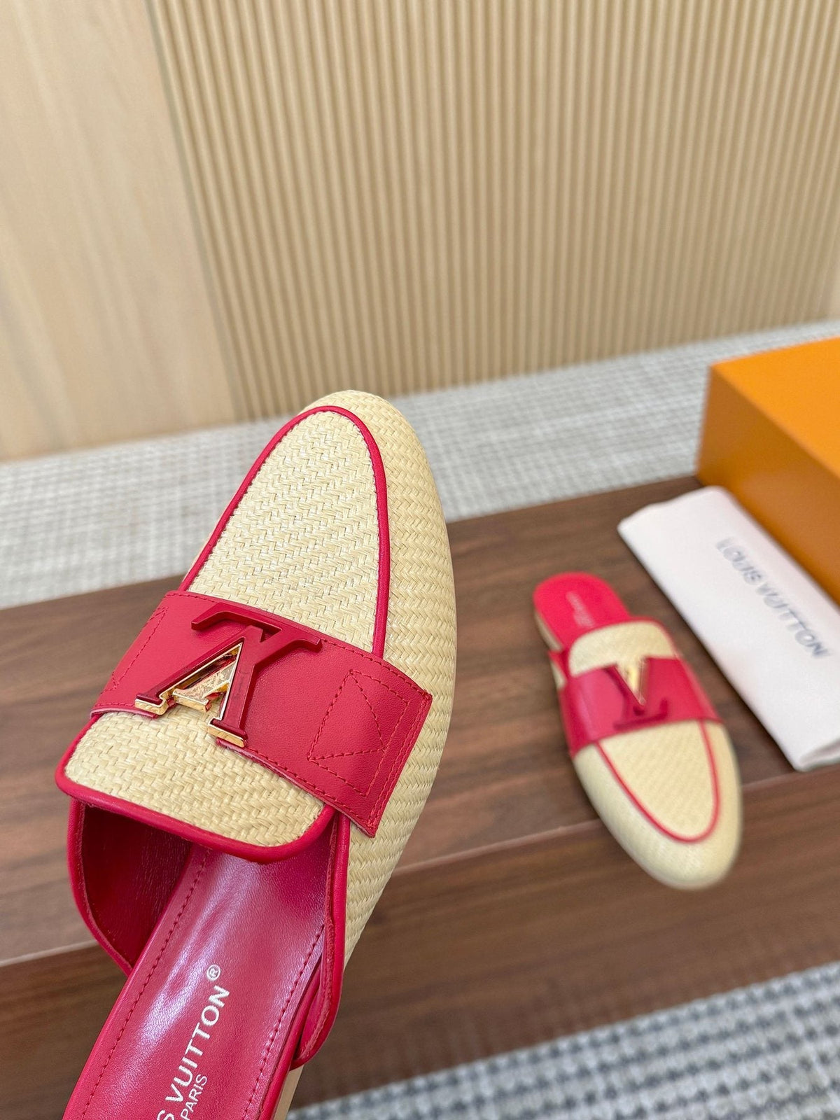 Louis Vuitton Woven Mule Sandals — front