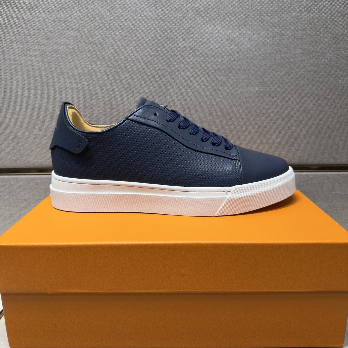 Santoni Navy Blue Low-Top Sneakers — side