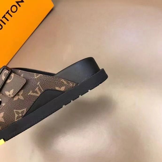 Louis Vuitton Monogram Buckle Slide Sandals — side